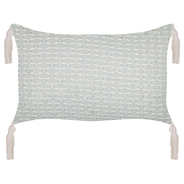 Set di 2 cuscini in tessuto di poliestere grigio 45 x 25 cm con nappe e imbottitura soggiorno camera da letto