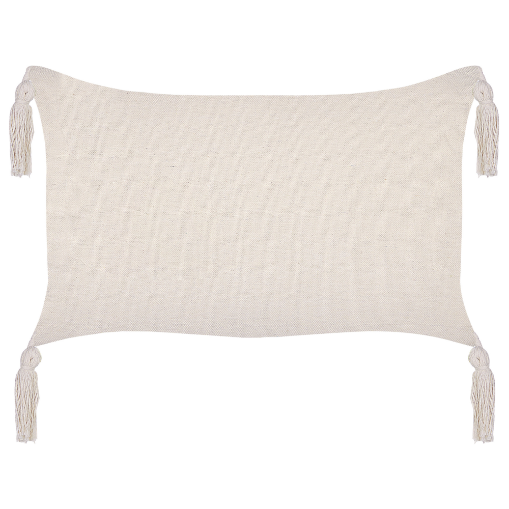 Set di 2 cuscini in tessuto di poliestere grigio 45 x 25 cm con nappe e imbottitura soggiorno camera da letto