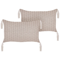 Set di 2 cuscini in tessuto di poliestere tortora 45 x 25 cm con nappe e imbottitura soggiorno camera da letto