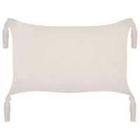 Set di 2 cuscini in tessuto di poliestere beige 45 x 25 cm con nappe e imbottitura soggiorno camera da letto