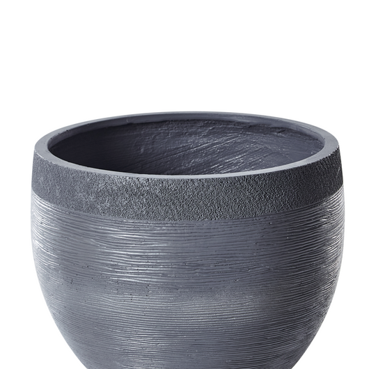 Vaso tondo in fibra di argilla e pietra grigia 50 x 50 x 39 cm interni esterni giardino terrazzo