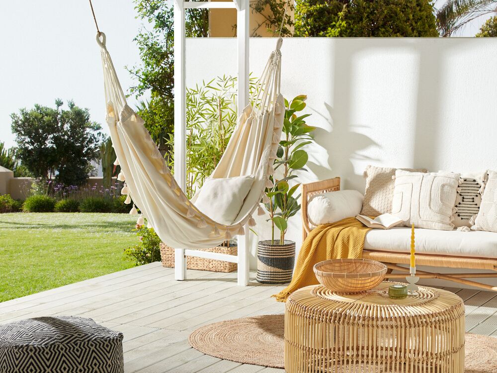 Amaca da giardino Beige in cotone e poliestere Seduta dell'altalena per interni all'aperto in stile Boho