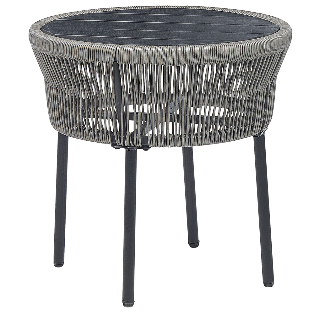 Set bistrot grigio PE Rattan Cuscini staccabili Tavolino da caffè Giardino esterno