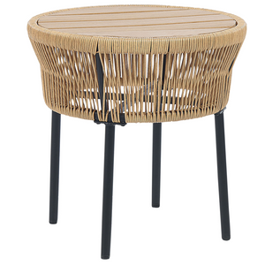 Set Bistro Naturale Off-White PE Rattan Cuscini staccabili Tavolino da Caffè Giardino Esterno