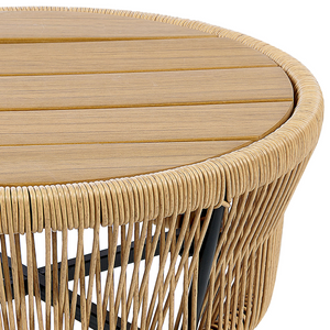 Set Bistro Naturale Off-White PE Rattan Cuscini staccabili Tavolino da Caffè Giardino Esterno