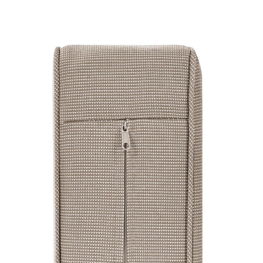 Set da giardino 5 posti in legno di acacia rosso mogano con cuscini tortora con tavolino moderno elegante