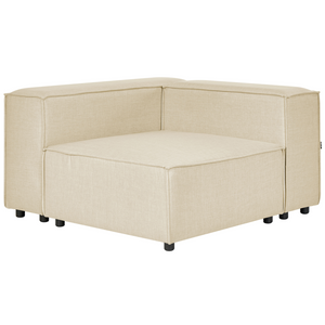 Divano modulare a destra Beige Lino 3 posti con ottomana Divano angolare componibile con gambe nere Soggiorno moderno