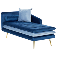 Chaise longue Blu e Azzurra versione sinistra Trapuntata Bottoni Spessamente Imbottiti Mobili Soggiorno versione sinistra