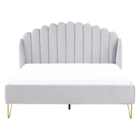 Letto con rete in velluto grigio 160 x 200 cm gambe in metallo testata retro capitonné