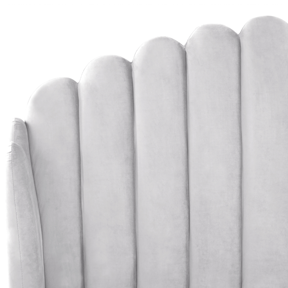 Letto con rete in velluto grigio 160 x 200 cm gambe in metallo testata retro capitonné