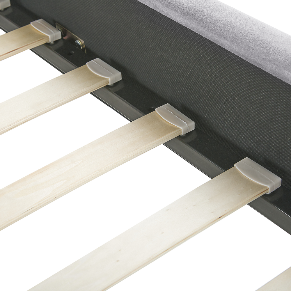 Letto con rete in velluto grigio 160 x 200 cm gambe in metallo testata retro capitonné