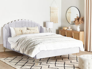 Letto con rete in velluto grigio 180 x 200 cm gambe in metallo testata retro capitonné