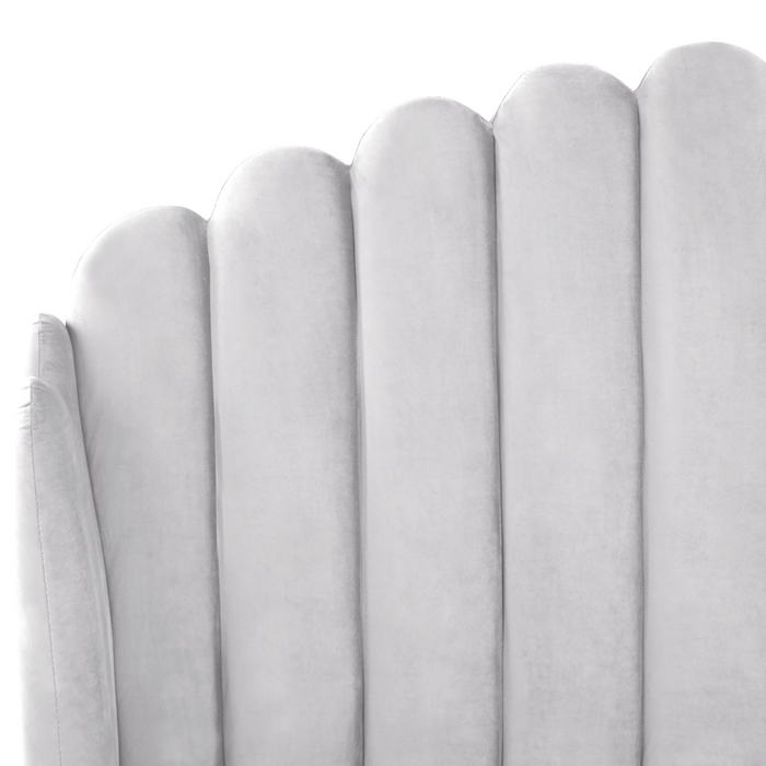 Letto con rete in velluto grigio 180 x 200 cm gambe in metallo testata retro capitonné