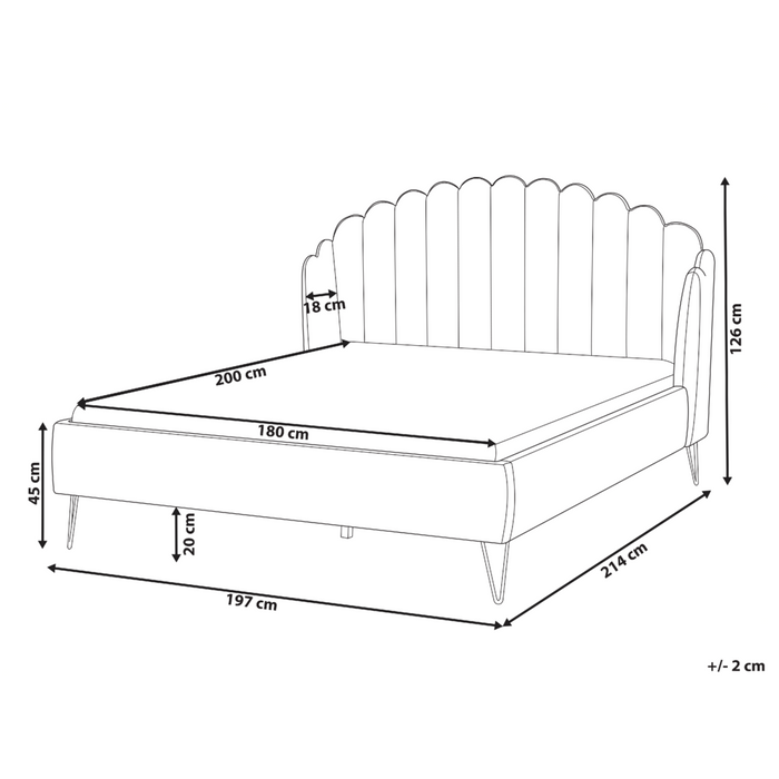 Letto con rete in velluto grigio 180 x 200 cm gambe in metallo testata retro capitonné