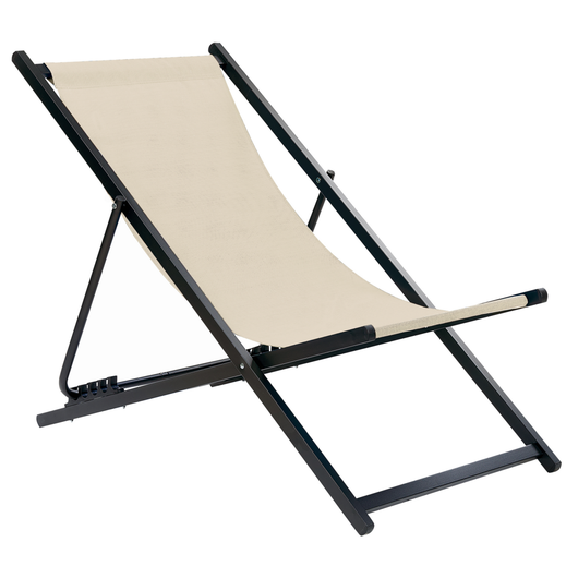 Sedia a sdraio pieghevole e reclinabile per esterno beige piscina terrazzo giardino