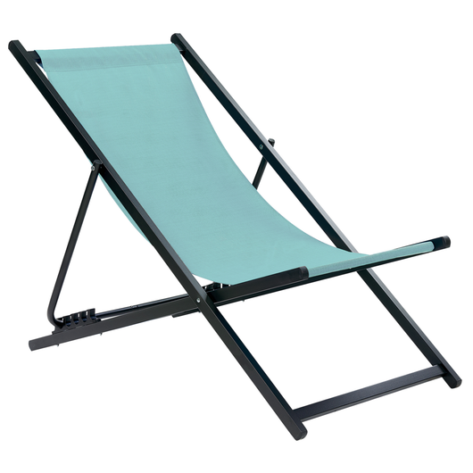Sedia a sdraio pieghevole e reclinabile per esterno turchese e nero piscina terrazzo giardino