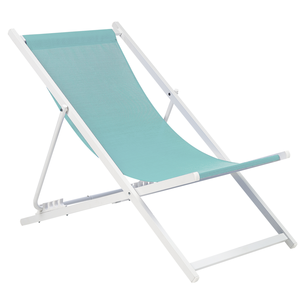 Sedia a sdraio pieghevole e reclinabile per esterno turchese e bianco piscina terrazzo giardino