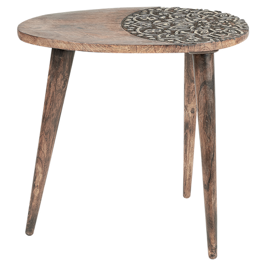 Set di 2 tavolini in legno di mango scuro Tavolino decorativo per il caffè Piccolo arredamento per il soggiorno Design orientale