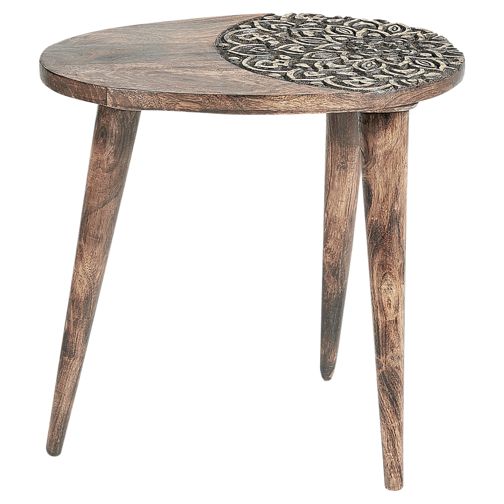 Set di 2 tavolini in legno di mango scuro Tavolino decorativo per il caffè Piccolo arredamento per il soggiorno Design orientale