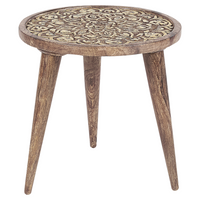 Set di 2 tavolini in legno di mango scuro Tavolino decorativo per il caffè Piccolo arredamento per il soggiorno Design orientale