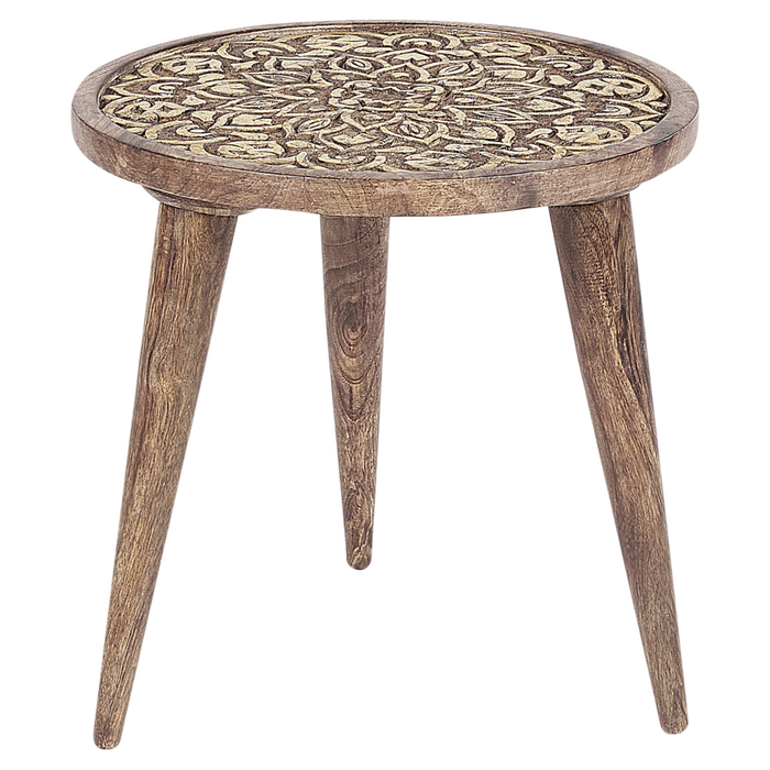 Set di 2 tavolini in legno di mango scuro Tavolino decorativo per il caffè Piccolo arredamento per il soggiorno Design orientale