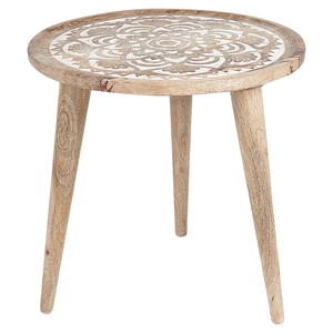 Set di 2 tavolini in legno di mango chiaro Tavolino decorativo Tavolino da salotto piccolo Design orientale