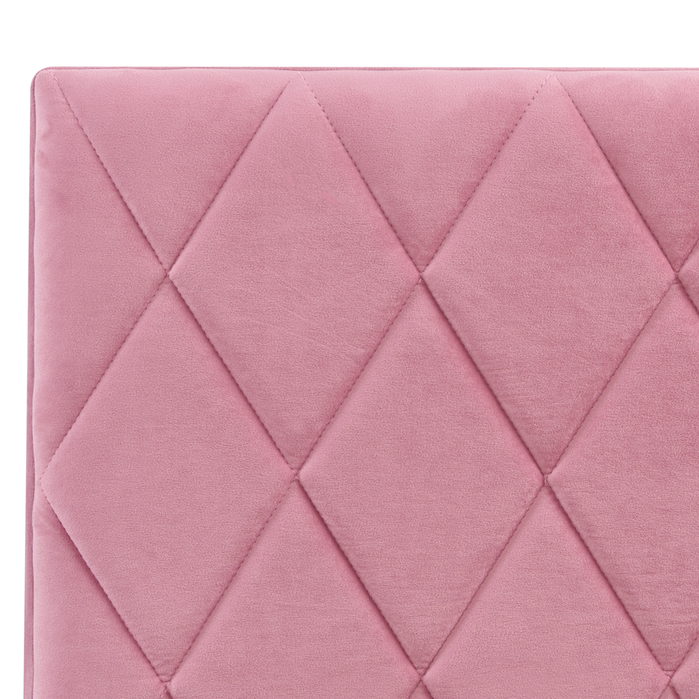 Letto contenitore Rivestimento in velluto rosa 160 x 200 cm con testiera trapuntata a diamante con base a doghe
