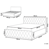 Letto contenitore Rivestimento in velluto rosa 180 x 200 cm con testiera trapuntata a rombi con base a doghe