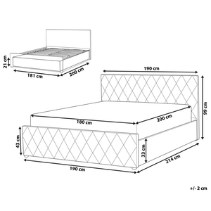 Letto contenitore Rivestimento in velluto rosa 180 x 200 cm con testiera trapuntata a rombi con base a doghe