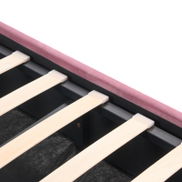 Letto contenitore Rivestimento in velluto rosa 180 x 200 cm con testiera trapuntata a rombi con base a doghe