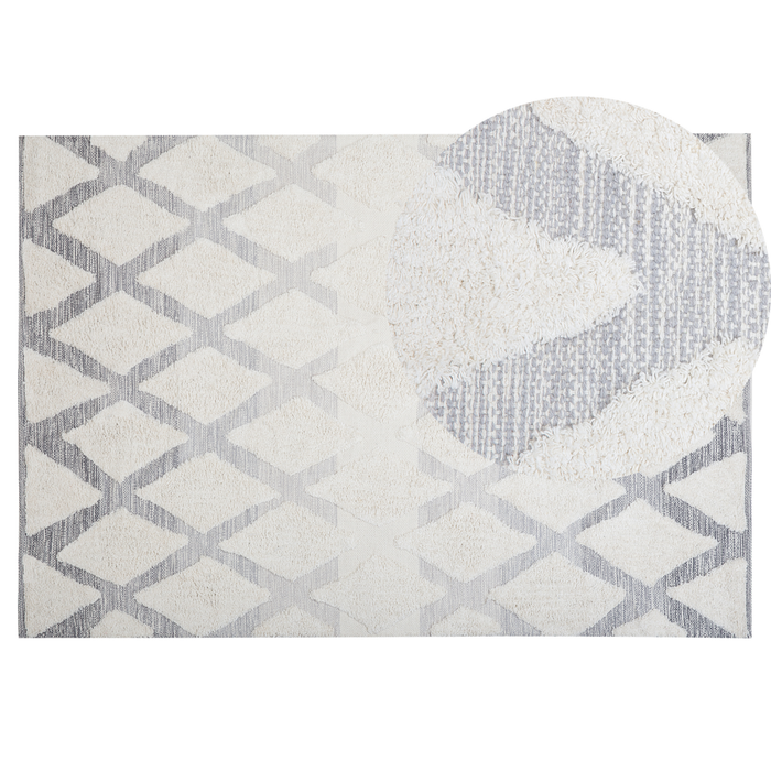 Tappeto da Zona Beige Cotone Intrecciato a mano pelo lungo 140 x 200 cm Moderno