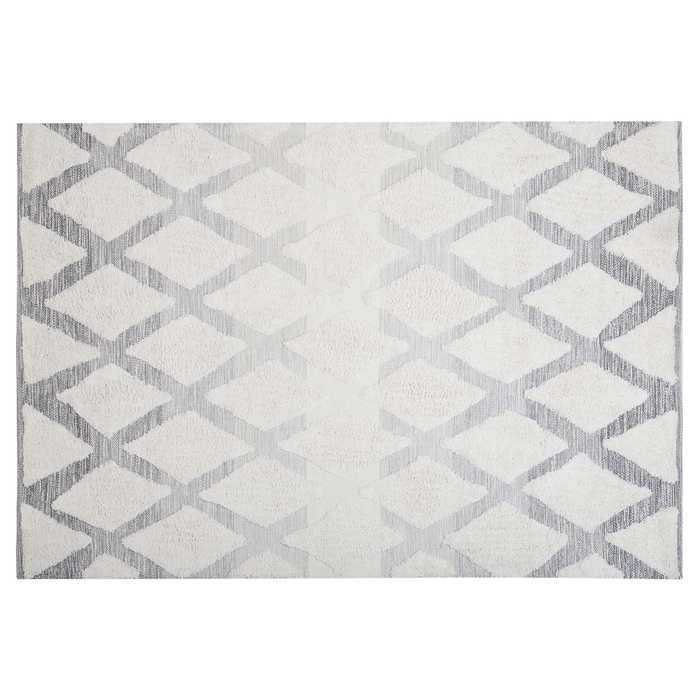 Tappeto da Zona Beige Cotone Intrecciato a mano pelo lungo 140 x 200 cm Moderno