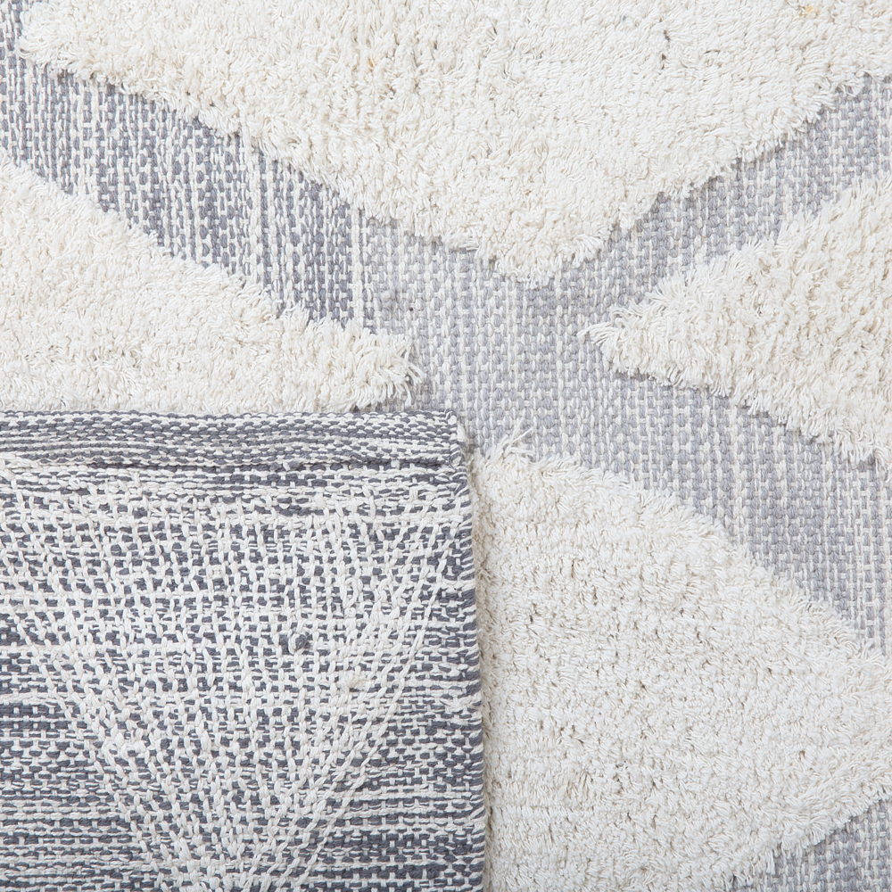 Tappeto da Zona Beige Cotone Intrecciato a mano pelo lungo 140 x 200 cm Moderno