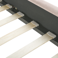 Letto con rete in velluto beige 140 x 200 cm gambe in metallo testata retro capitonné