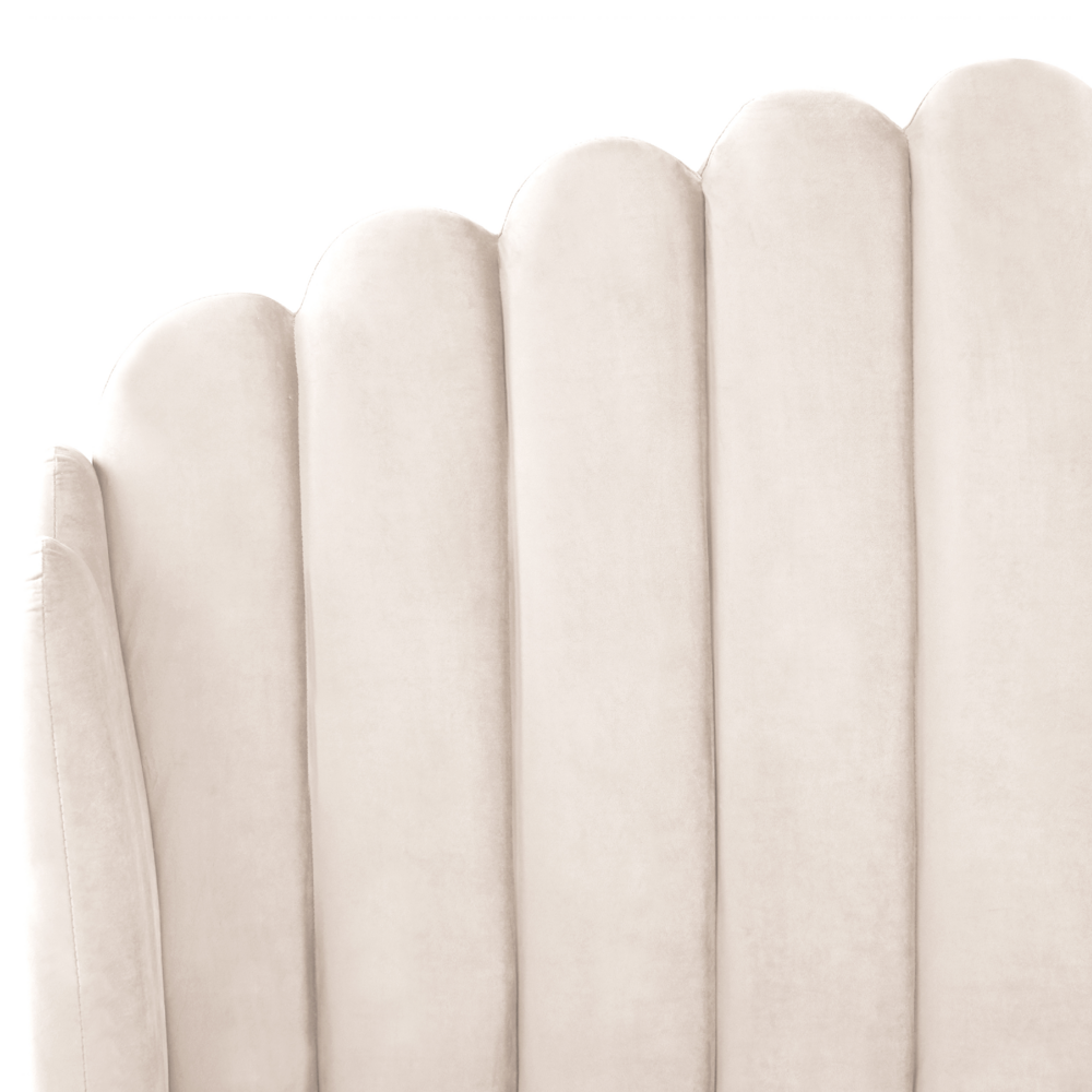 Letto con rete in velluto beige 160 x 200 cm gambe in metallo testata retro capitonné