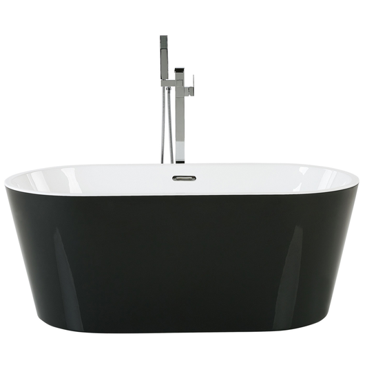 Vasca da Bagno Freestanding Acrilico Sanitario Nero Ovale 160 x 75 cm stile moderno bagno contemporaneo