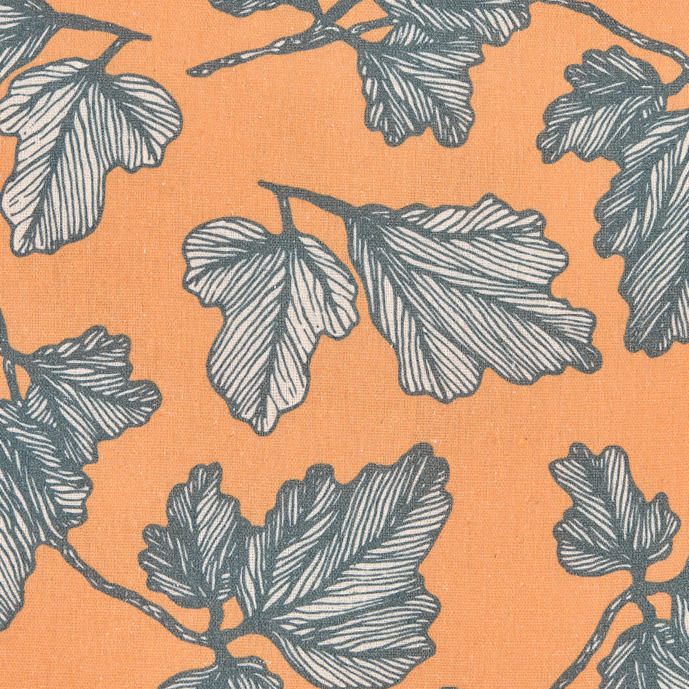 Set di 2 cuscini arancio e nero 45 x 45 cm in poliestere lino cotone foglie soggiorno camera da letto