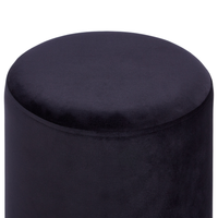 Pouf in velluto di colore nero con fascia metallica argento stile glamour soggiorno camera da letto