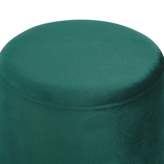 Pouf in velluto di colore verde con fascia metallica argento stile glamour soggiorno camera da letto