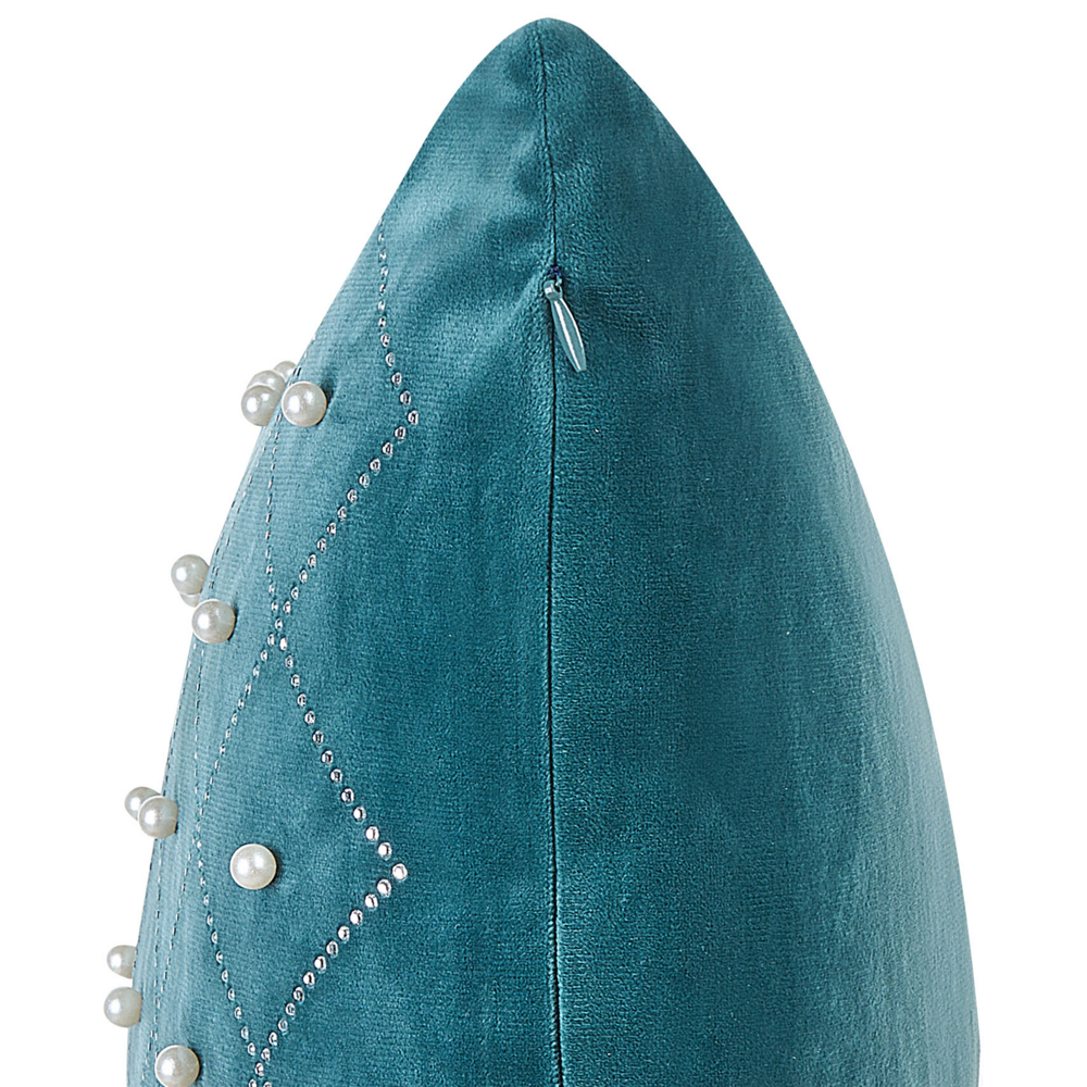 Set di 2 cuscini in velluto blu verde 45 x 45 cm glamour soggiorno camera da letto