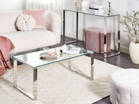 Tavolino in vetro temperato trasparente placcato in acciaio 100 x 50 cm stile moderno soggiorno