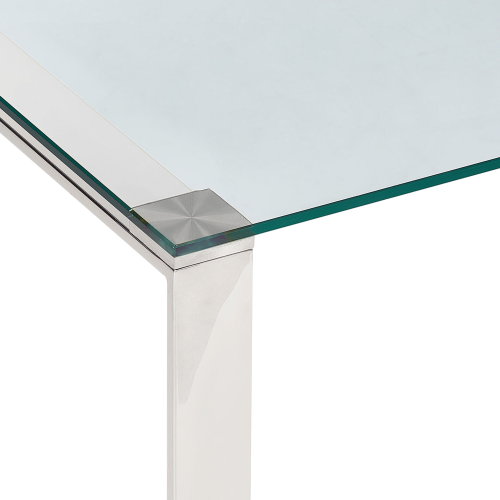 Tavolino in vetro temperato trasparente placcato in acciaio 100 x 50 cm stile moderno soggiorno