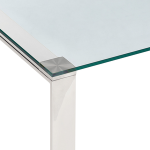 Tavolino in vetro temperato trasparente placcato in acciaio 100 x 50 cm stile moderno soggiorno