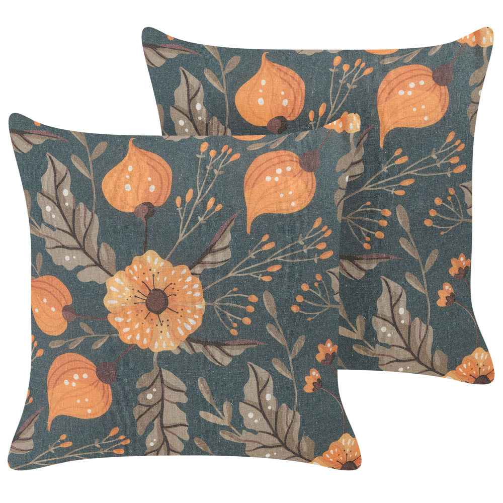 Set di 2 cuscini sparsi multicolore 45 x 45 cm Cuscino da lancio Motivo floreale rimovibile con imbottitura