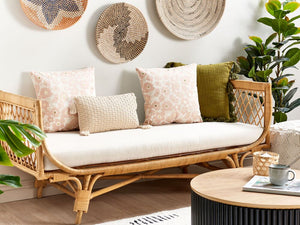 Set di 2 cuscini sparsi in velluto beige e rosa 45 x 45 cm Cuscino da lancio Motivo floreale rimovibile con imbottitura