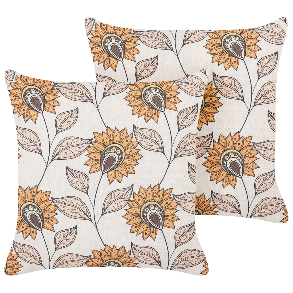 Set di 2 cuscini sparsi multicolore 45 x 45 cm Cuscino da lancio Motivo floreale rimovibile con imbottitura