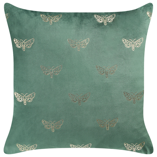 Set di 2 cuscini sparsi in velluto verde 45 x 45 cm Cuscino da lancio con motivo a farfalla Sfoderabile con imbottitura