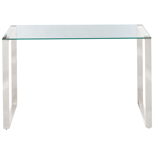 Consolle in vetro temperato trasparente placcato e acciaio inox 120 x 40 cm soggiorno camera da letto