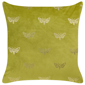 Set di 2 cuscini sparsi in velluto verde chiaro 45 x 45 cm Cuscino da lancio con motivo a farfalla sfoderabile con imbottitura