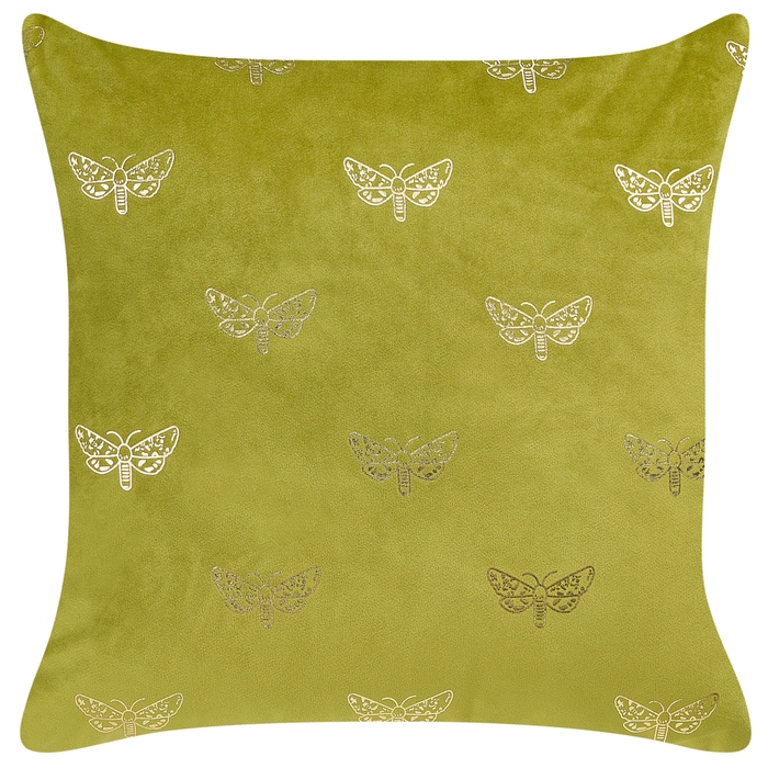 Set di 2 cuscini sparsi in velluto verde chiaro 45 x 45 cm Cuscino da lancio con motivo a farfalla sfoderabile con imbottitura